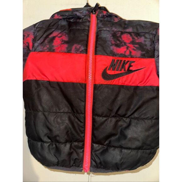 Nike Little Kid's Zip Front Racer Red/Black Hooded Puffer Jacket boys size 3T - Picture 2 of 5